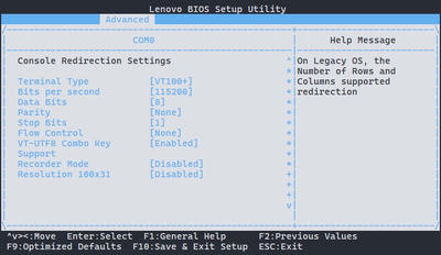 Console Redirection Settings